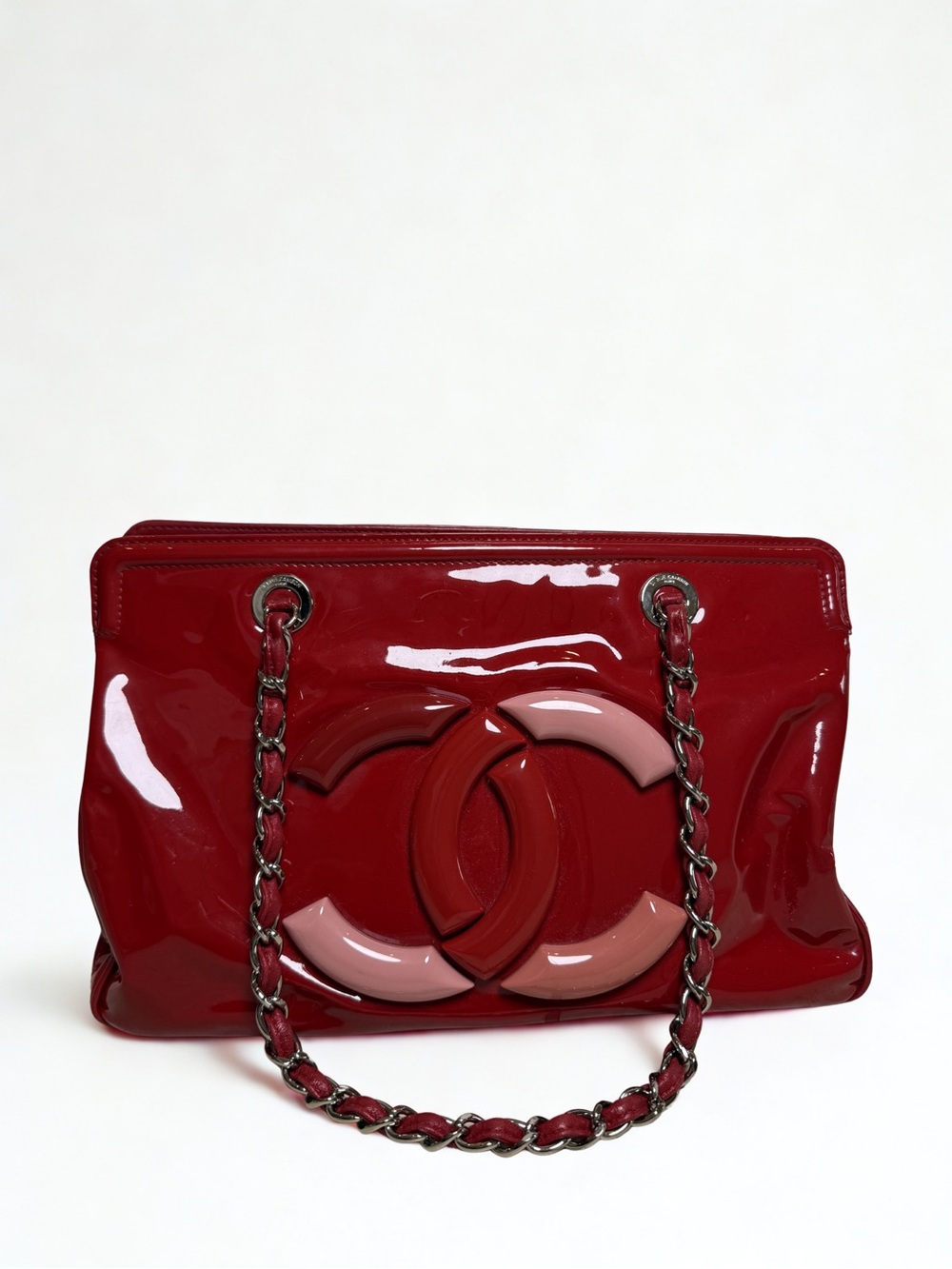 CHANEL Patent Leather Cambon Ligne Tote 
Circa 2004–2006